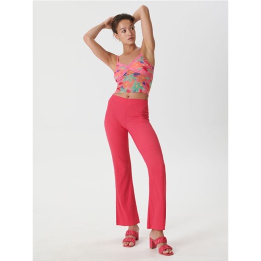 Sinsay - Crop top w kwiaty - różowy ze sklepu Sinsay w kategorii Bluzki damskie - zdjęcie 184699856