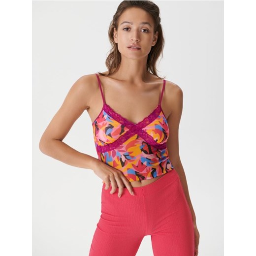 Sinsay - Crop top w kwiaty - wielobarwny ze sklepu Sinsay w kategorii Bluzki damskie - zdjęcie 184699857