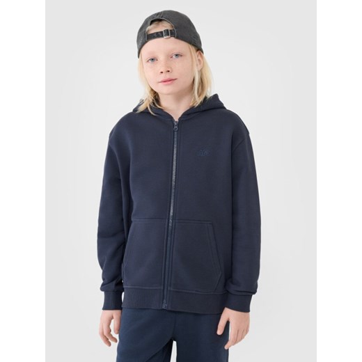 Chłopięca bluza dresowa rozpinana z kapturem 4F 4FJWMM00TSWSM1859 - granatowa ze sklepu Sportstylestory.com w kategorii Bluzy chłopięce - zdjęcie 184700489