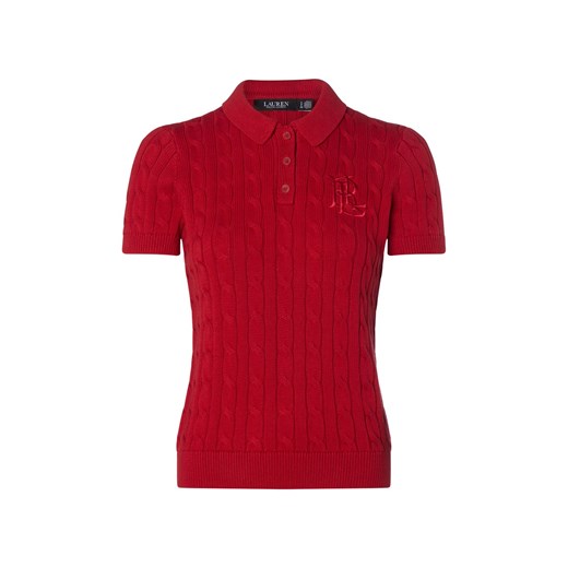 Lauren Ralph Lauren Damska koszulka polo z dzianiny Kobiety Bawełna czerwony jednolity ze sklepu vangraaf w kategorii Swetry damskie - zdjęcie 184700707