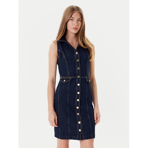 Guess Sukienka jeansowa W5YK24 D5PW1 Granatowy Regular Fit ze sklepu MODIVO w kategorii Sukienki - zdjęcie 184701549