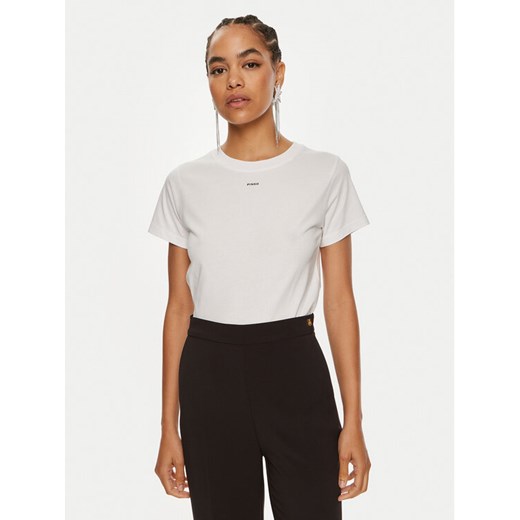 Pinko T-Shirt Basico 100373 A228 Biały Regular Fit ze sklepu MODIVO w kategorii Bluzki damskie - zdjęcie 184701606