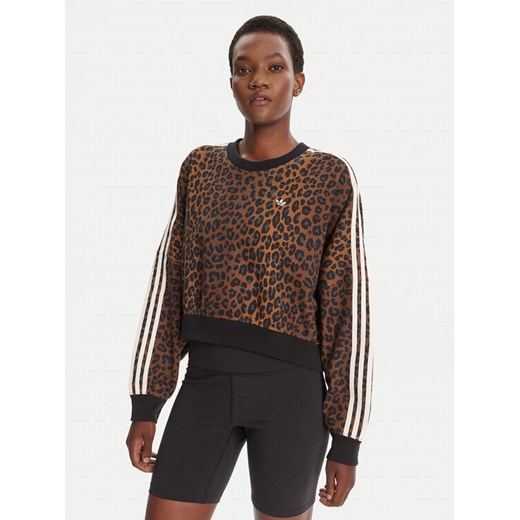 adidas Bluza Leopard JW7303 Brązowy Regular Fit ze sklepu MODIVO w kategorii Bluzy damskie - zdjęcie 184706755
