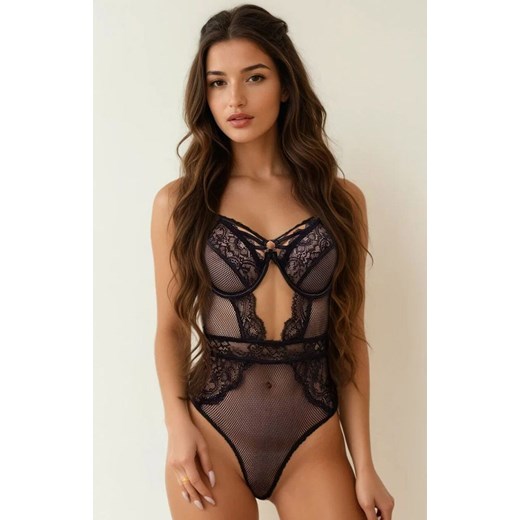 Czarne body damskie koronkowe Paula, Kolor czarny, Rozmiar S/M, LivCo Corsetti Fashion ze sklepu Intymna w kategorii Body damskie - zdjęcie 184708507