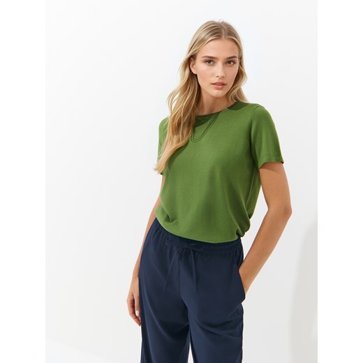 Mohito - Bawełniany zielony T-shirt - kasztanowy Mohito XS Mohito