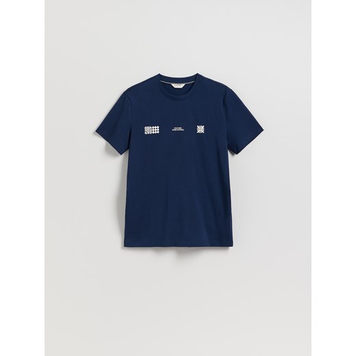 Reserved - T-shirt regular z nadrukiem - granatowy Reserved M Reserved