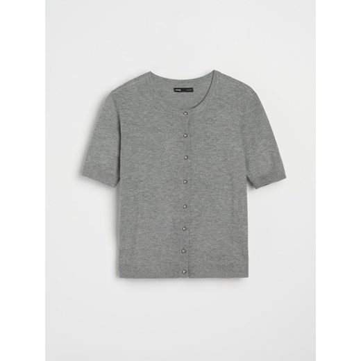 Sinsay - Dzianinowa bluzka z guzikami - szary Sinsay S Sinsay