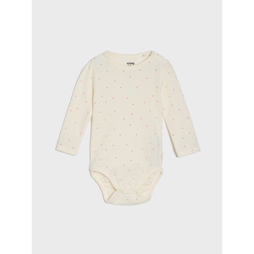 Sinsay - Komplet z prążkowanej dzianiny - kremowy Sinsay 80 (9-12 m) Sinsay