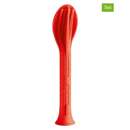 koziol 2-częściowy zestaw sztućców &quot;Klikk Pocket&quot; w kolorze czerwonym - dł. 17 cm ze sklepu Limango Polska w kategorii Sztućce - zdjęcie 184713025