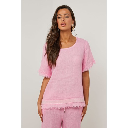 Le Monde du Lin Lniana bluzka w kolorze jasnoróżowym ze sklepu Limango Polska w kategorii Bluzki damskie - zdjęcie 184713207
