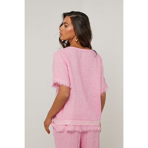 Le Monde du Lin Lniana bluzka w kolorze jasnoróżowym Le Monde Du Lin 38/40 wyprzedaż Limango Polska
