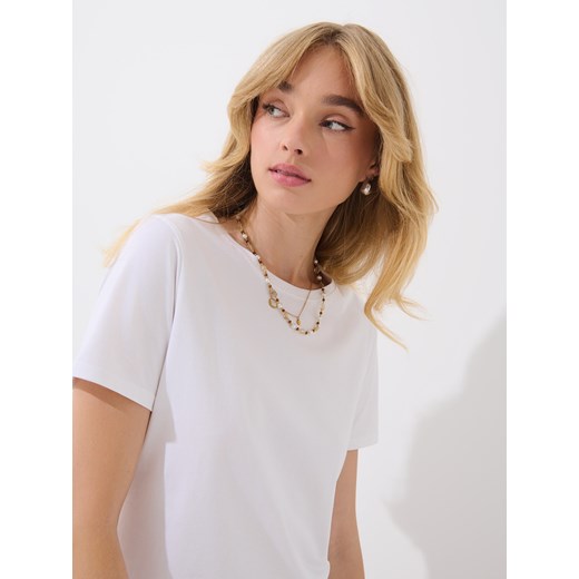 Mohito - Biały t-shirt basic - biały Mohito L Mohito