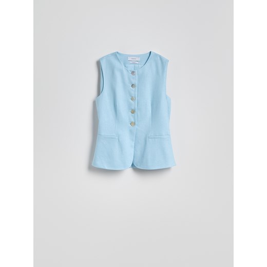 Reserved - Taliowana kamizelka z lnem - jasnoniebieski Reserved XS wyprzedaż Reserved