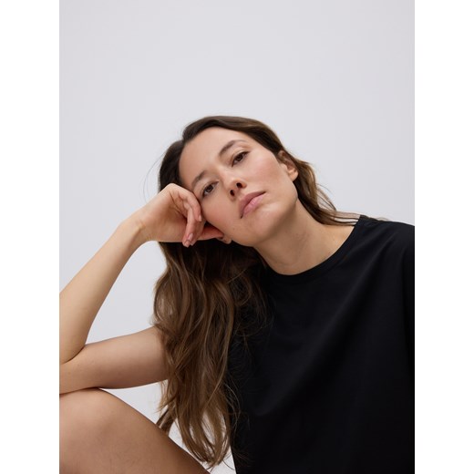 Reserved - T-shirt z modalem - czarny Reserved L Reserved