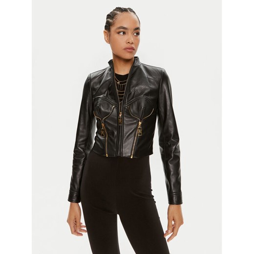 Elisabetta Franchi Kurtka skórzana GD-43Z-46E2 Czarny Regular Fit ze sklepu MODIVO w kategorii Kurtki damskie - zdjęcie 184714496