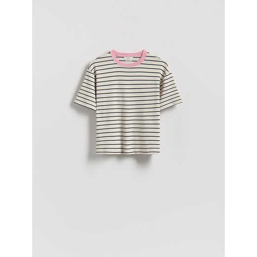 Reserved - T-shirt w paski - granatowy Reserved M Reserved