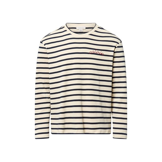 Calvin Klein Jeans Męska koszula z długim rękawem Mężczyźni Bawełna écru w paski ze sklepu vangraaf w kategorii T-shirty męskie - zdjęcie 184721305