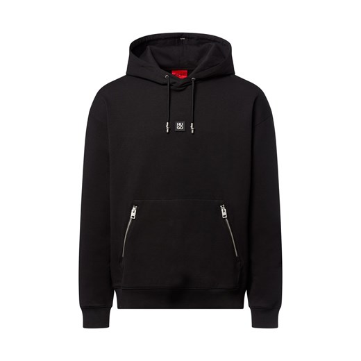 HUGO Męski sweter z kapturem - Dargenhood Mężczyźni czarny jednolity ze sklepu vangraaf w kategorii Bluzy męskie - zdjęcie 184721307
