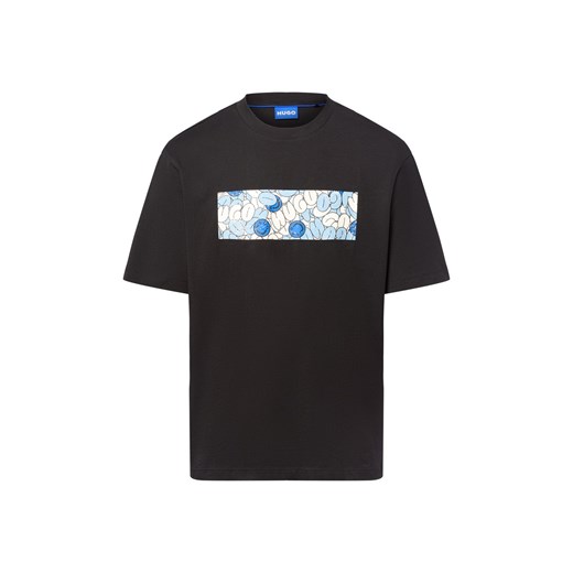 HUGO BLUE Koszulka męska - Nurix Mężczyźni Bawełna czarny nadruk ze sklepu vangraaf w kategorii T-shirty męskie - zdjęcie 184721308