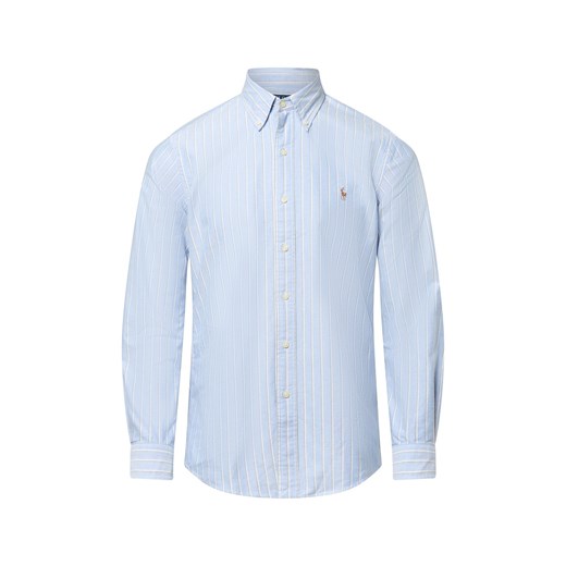 Polo Ralph Lauren Męska koszula casualowa - Custom Fit Mężczyźni Slim Fit Bawełna jasnoniebieski w paski ze sklepu vangraaf w kategorii Koszule męskie - zdjęcie 184721336