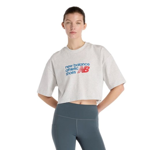 Koszulka damska New Balance WT51908AHH - szara ze sklepu streetstyle24.pl w kategorii Bluzki damskie - zdjęcie 184722037
