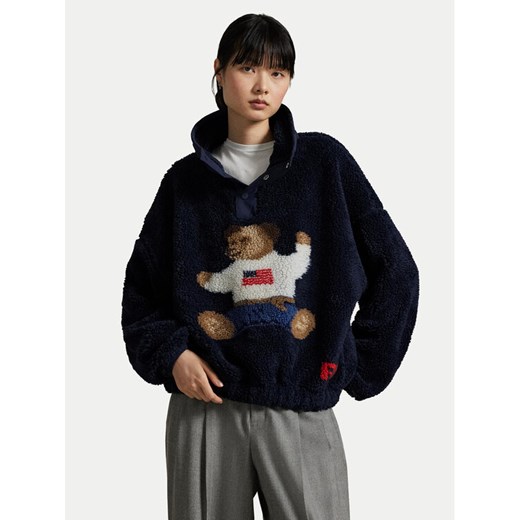 Polo Ralph Lauren Polar 211971768001 Granatowy Relaxed Fit ze sklepu MODIVO w kategorii Bluzy damskie - zdjęcie 184722385