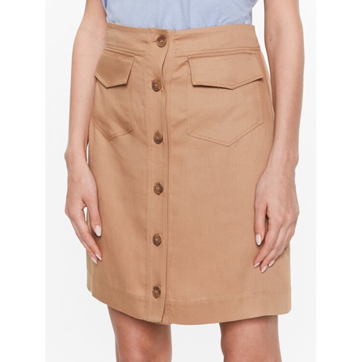 Calvin Klein Spódnica trapezowa Drapy Tencel K20K205631 Brązowy Straight Fit ze sklepu MODIVO w kategorii Spódnice - zdjęcie 184722416