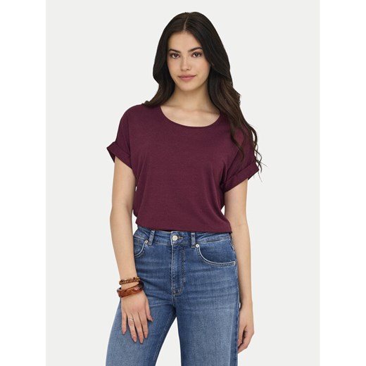 ONLY T-Shirt Moster 15106662 Bordowy Regular Fit ze sklepu MODIVO w kategorii Bluzki damskie - zdjęcie 184722426