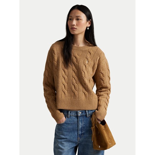 Polo Ralph Lauren Sweter 211A91216005 Beżowy Straight Fit ze sklepu MODIVO w kategorii Swetry damskie - zdjęcie 184722467