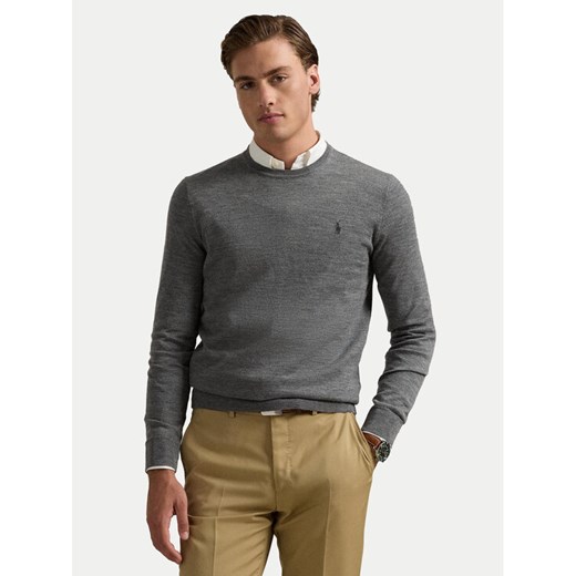 Polo Ralph Lauren Sweter 710946143002 Szary Slim Fit ze sklepu MODIVO w kategorii Swetry męskie - zdjęcie 184722469
