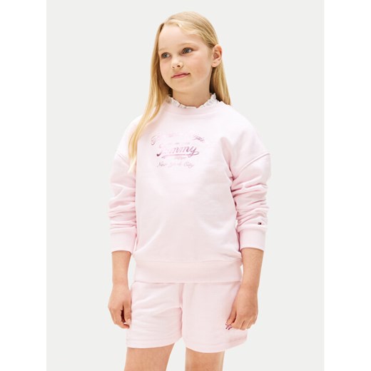 Tommy Hilfiger Bluza Script KG0KG08683 Różowy Regular Fit ze sklepu MODIVO w kategorii Bluzy dziewczęce - zdjęcie 184722487