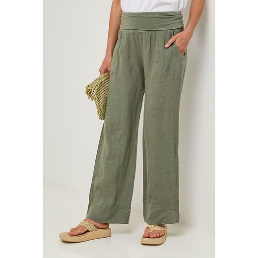 Lin Passion Lniane spodnie w kolorze khaki Lin Passion 36/38 wyprzedaż Limango Polska