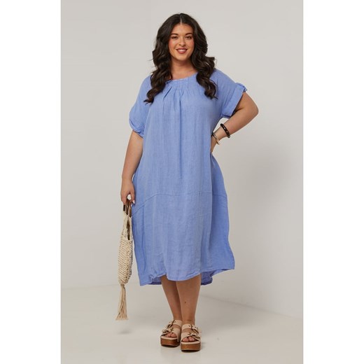 Curvy Lady Lniana sukienka w kolorze błękitnym ze sklepu Limango Polska w kategorii Sukienki - zdjęcie 184723347