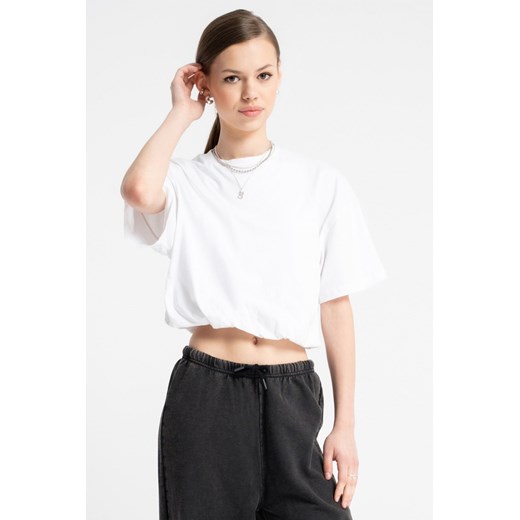 Biały t-shirt o kroju bubble, kolor - biały, rozmiar - 170 ze sklepu REPORTER w kategorii Bluzki dziewczęce - zdjęcie 184723607