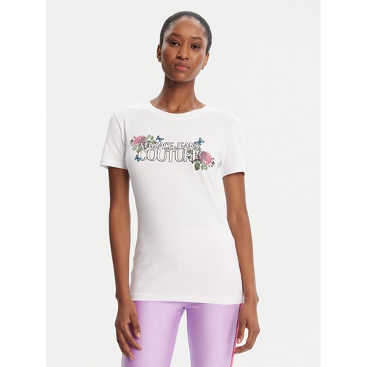Versace Jeans Couture T-Shirt 79HAHB00 CJB01 Biały Regular Fit ze sklepu MODIVO w kategorii Bluzki damskie - zdjęcie 184725579