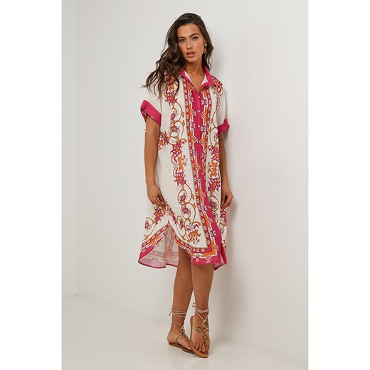 Le Monde du Lin Sukienka w kolorze kremowo-czerwonym ze sklepu Limango Polska w kategorii Sukienki - zdjęcie 184726436