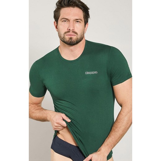 Kappa koszulka męska bawełniana z krótkim rękawem butelkowa zieleń K1304, Kolor butelkowa zieleń, Rozmiar M, Kappa ze sklepu Intymna w kategorii T-shirty męskie - zdjęcie 184726706