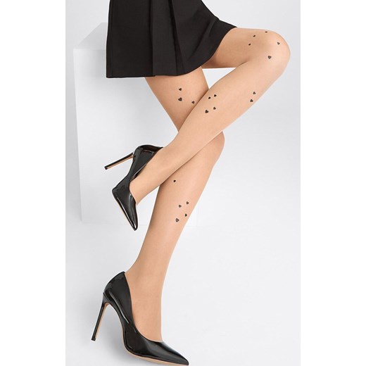 Marilyn rajstopy damskie z subtelnym wzorem serc cieliste Allure E05, Kolor cielisty, Rozmiar 1/2, Marilyn ze sklepu Intymna w kategorii Rajstopy - zdjęcie 184726725