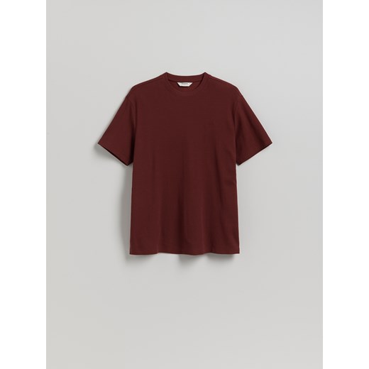 Reserved - Strukturalny t-shirt comfort fit - bordowy Reserved M Reserved