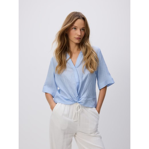 Reserved - Koszula z efektem gniecenia - jasnoniebieski Reserved S Reserved