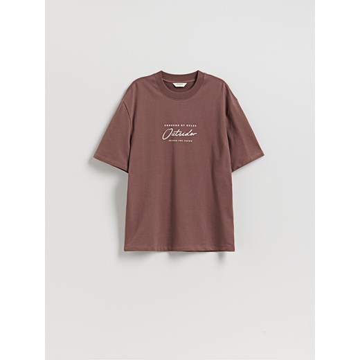 Reserved - T-shirt comfort z nadrukiem - jasnofioletowy Reserved M Reserved