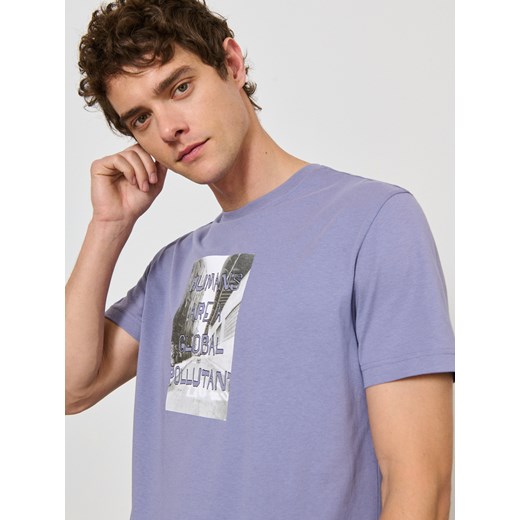 Sinsay - Koszulka z nadrukiem - fioletowy Sinsay S Sinsay