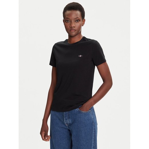 Gant T-Shirt Shield 4200200 Czarny Regular Fit ze sklepu MODIVO w kategorii Bluzki damskie - zdjęcie 184730357