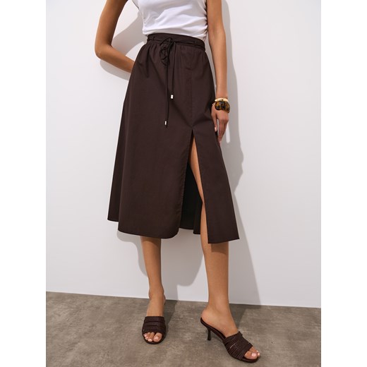 Mohito - Bawełniana brązowa spódnica midi - ciemno brązowy Mohito 32 Mohito
