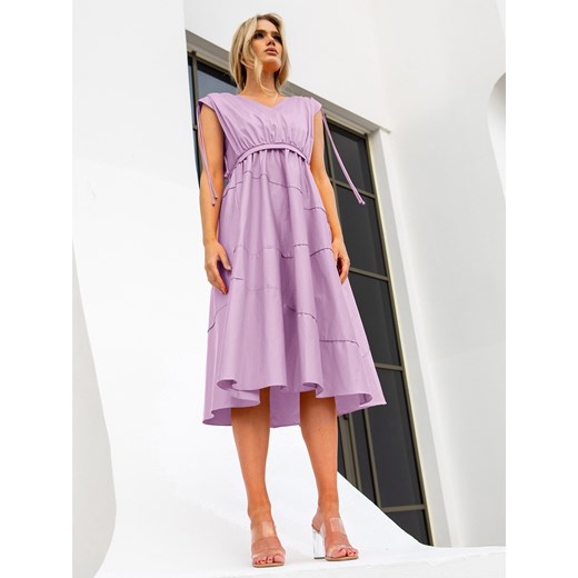 Sukienka midi z bawełny z wiązaniami na ramionach EyeForFashion ze sklepu Eye For Fashion w kategorii Sukienki - zdjęcie 184733479
