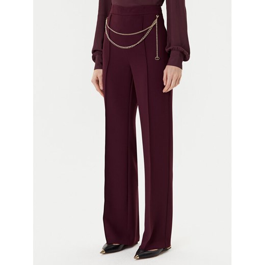 TWINSET Spodnie palazzo 252TP2281 Bordowy Wide Leg ze sklepu MODIVO w kategorii Spodnie damskie - zdjęcie 184734475
