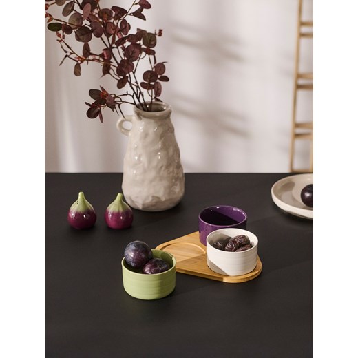 Sinsay - Taca do serwowania z trzema miseczkami - czarny Sinsay One Size Sinsay