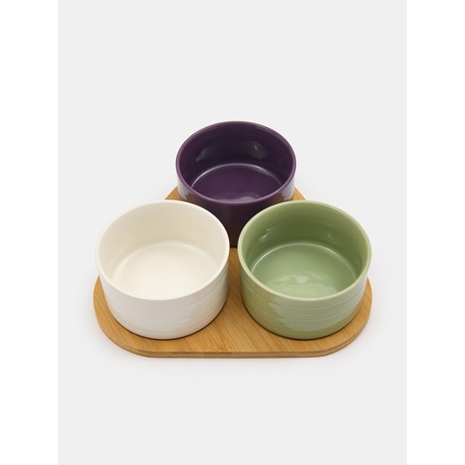 Sinsay - Taca do serwowania z trzema miseczkami - czarny Sinsay One Size Sinsay