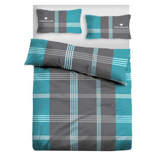 Tom Tailor home Komplet pościeli renforcé &quot;Ole2&quot; w kolorze turkusowo-szarym - 200 x 135 cm ze sklepu Limango Polska w kategorii Pościele - zdjęcie 184738319