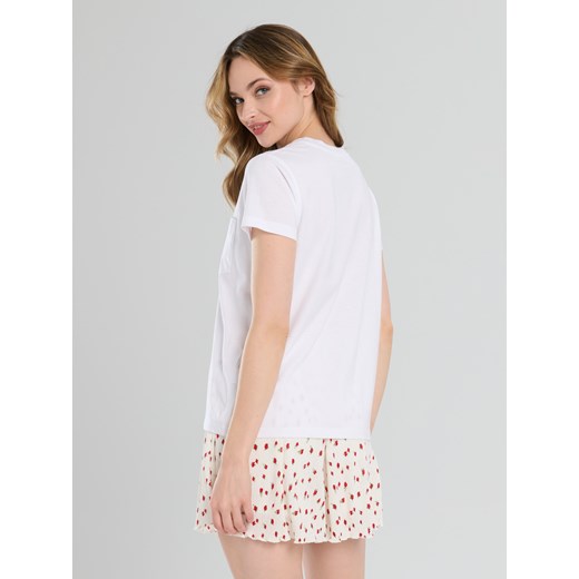 Sinsay - Bawełniana koszulka z haftem i kieszonką - biały Sinsay M Sinsay